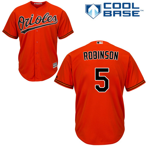 Orioles #5 Brooks Robinson Orange Cool Base Stitched Youth MLB Jersey - Click Image to Close